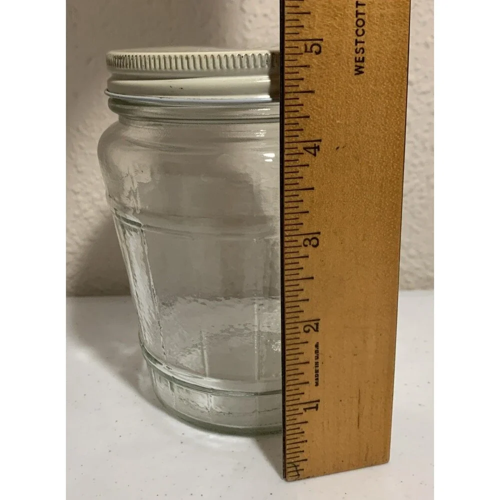 Vintage Herring Barrel Glass Jar Hoosier Canister Small 5” Farm House Country